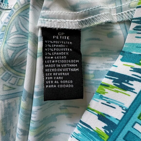 PERCEPTIONS PETITE |  Sleeveless Sheath Dress | Green Blue White | Size:… - Picture 5 of 7